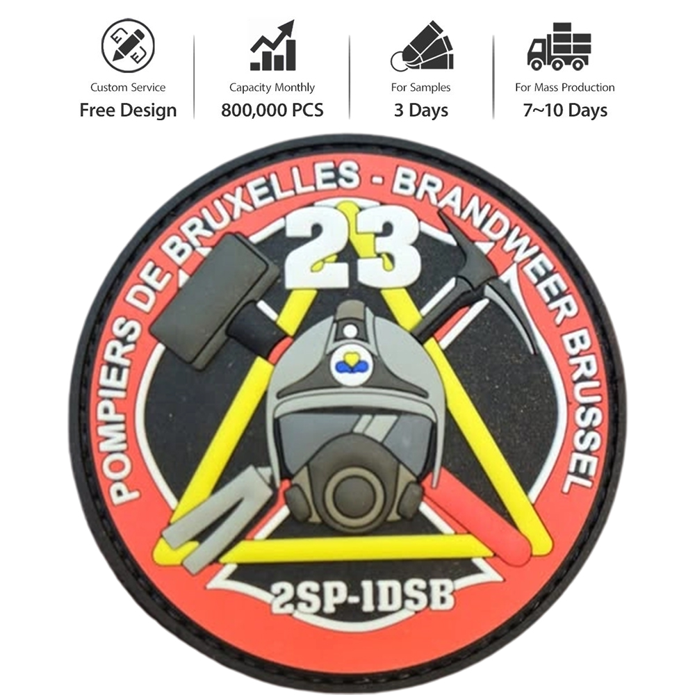 Hot Sale Custom Soft 3D Rubber PVC Patches Sos French Firefighters EMS Dog China Manufacturer for Garment Accessory