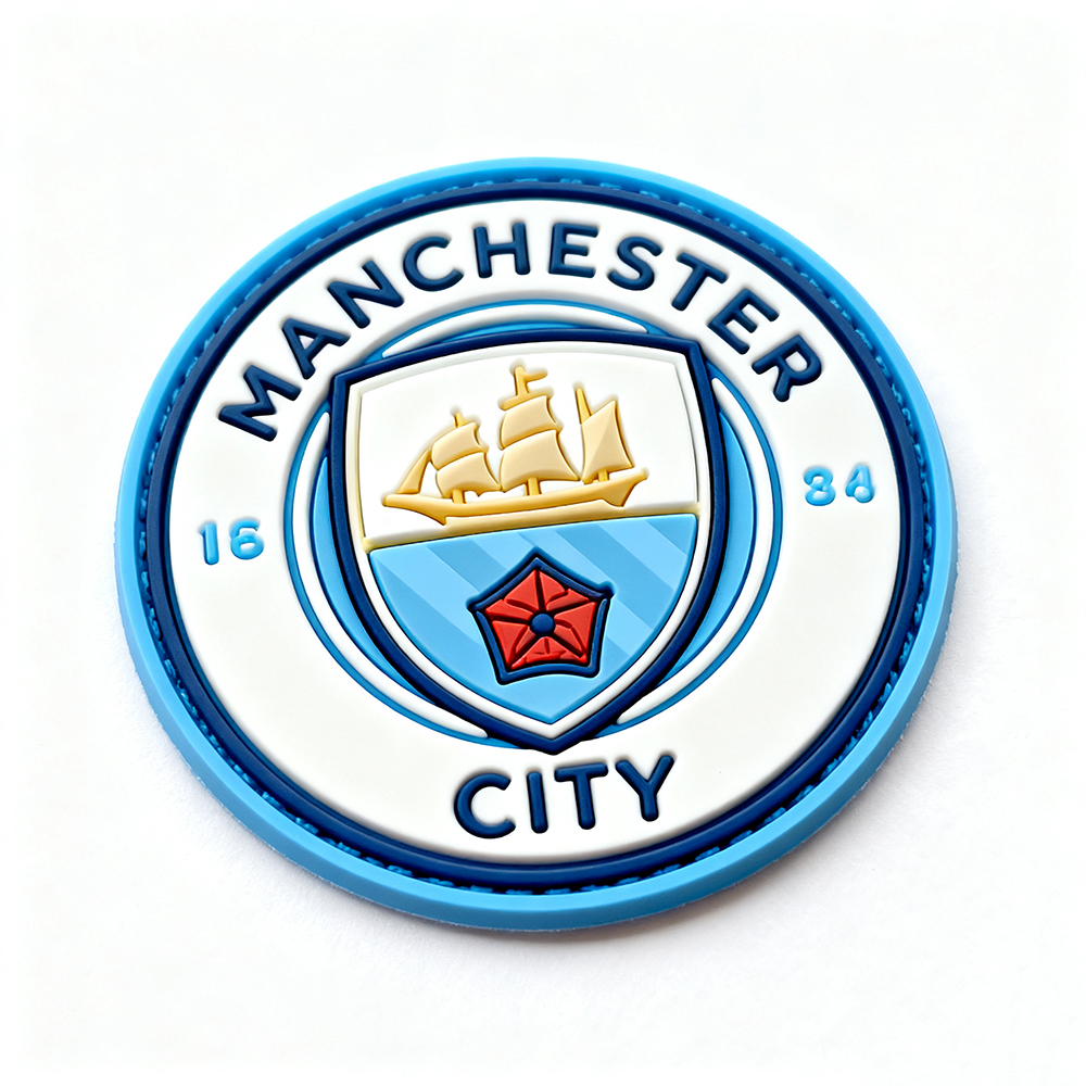 Heat Transfer Pvc Morale Patch United Football Club Custom 3D Multi-color Clothing Embossed logo Rubber Silicone Tpu Patch Clothing Brand Label