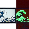 Wholesale Custom 3D Embossed PVC Rubber Patches Soft Japanese Style Huge Waves Heat Transfer Garment Labels for Bags and Clothes