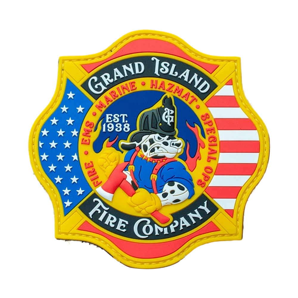 Custom 3D Logo Patches Clothes Garment Patches Tactical Soft Labels Rubber PVC Patches for Grand Island Fire Company in NY