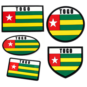 Custom Togo Rubber Iron on PVC Patch Badges Backpack Hat Hook Sewing Patches Soft Silicone 3D Embossed Rubber Patch for Garment