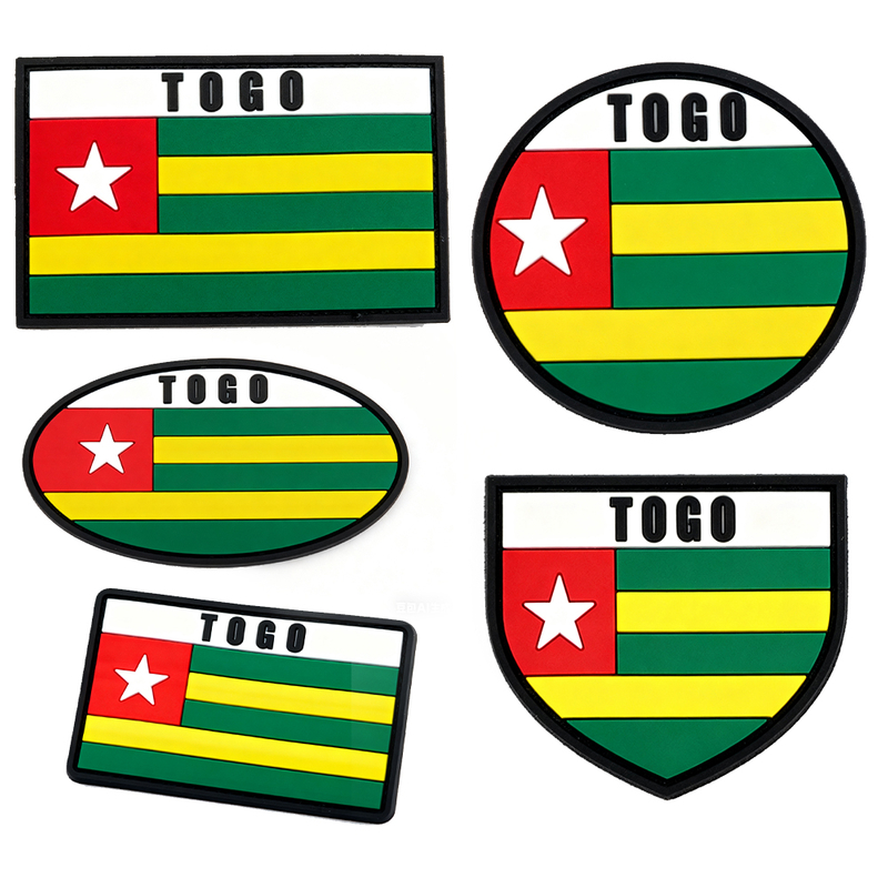 Custom Togo Rubber Iron on PVC Patch Badges Backpack Hat Hook Sewing Patches Soft Silicone 3D Embossed Rubber Patch for Garment