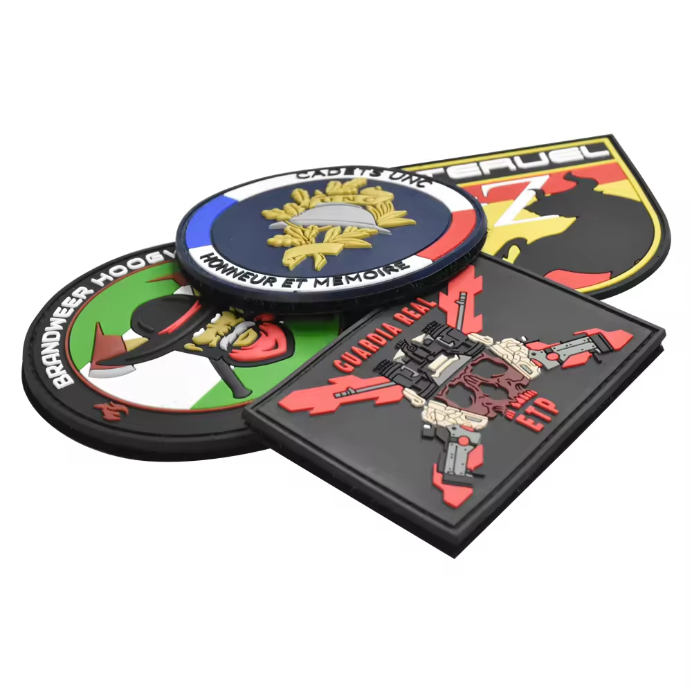 Silicone PVC Patches Hook and Loop Embossed Tactical Badges PVC Patches