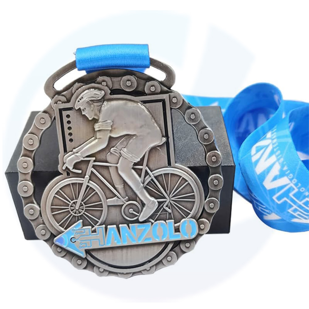 Custom 3d hollowed out bicycle cycling race medal