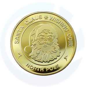 Santa Christmas Metal Laser Engrave Gold Coins 