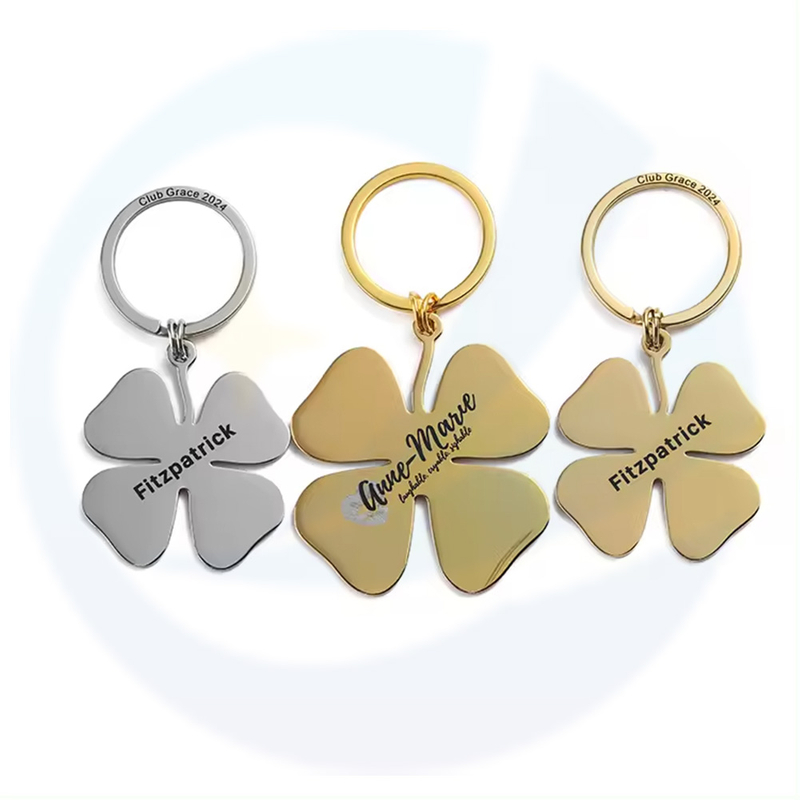 Gold Silver Four-Leaf Clover Metal Keychains