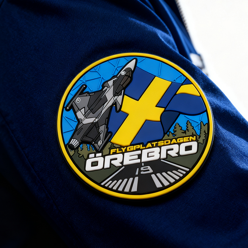 Swedish Aerial Wing PVC Patch Custom 3D Rubber Badge with Hook Loop Backing