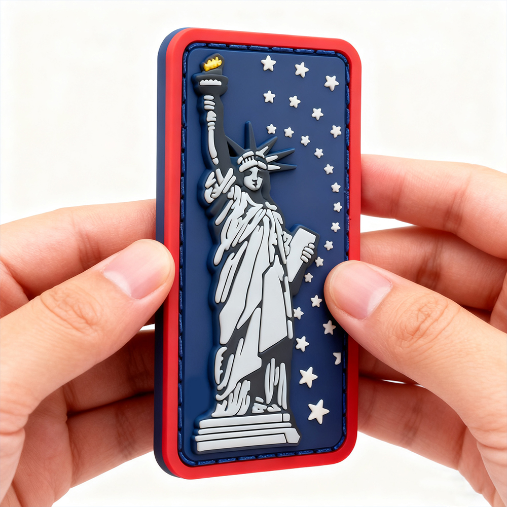 3D PVC Lady Liberty Patch American Theme Rubber Badge Hook-and-Loop Accessory for Bags Apparel Custom Gear