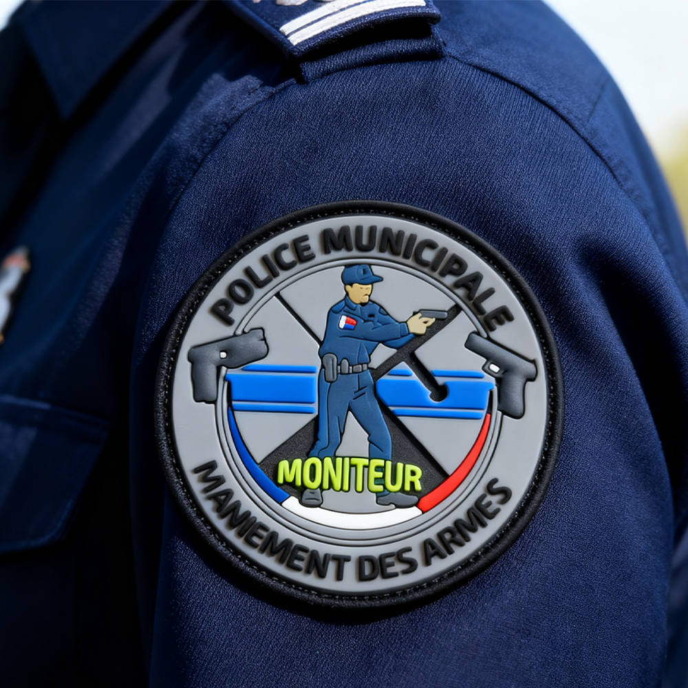 Custom Embossed PVC Badge France Style Training Instructor Patch 3D Soft Rubber Logo Patch for Clothing Bags and Uniforms