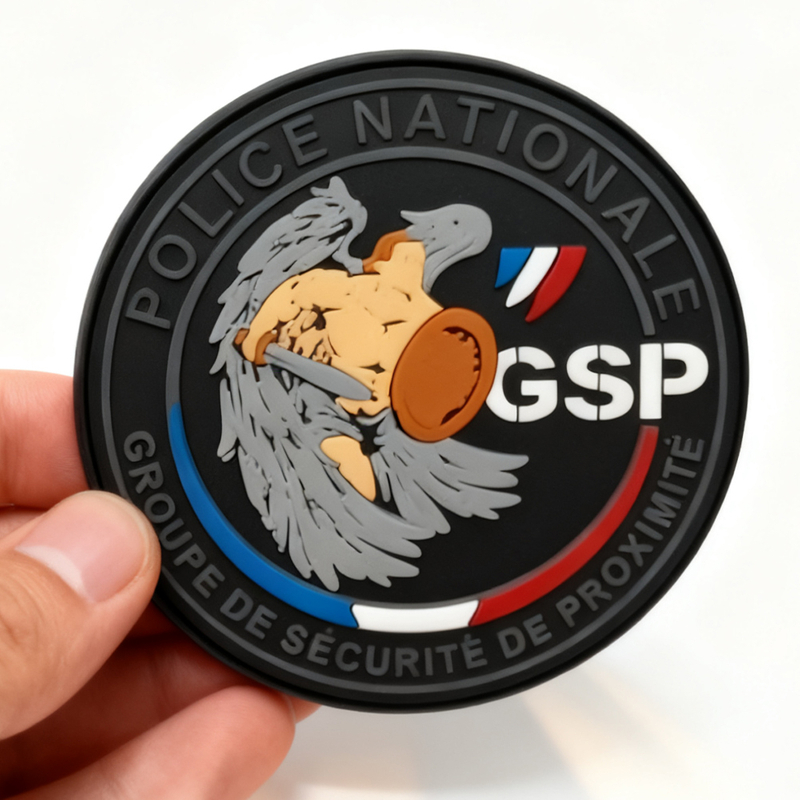 Wholesale Custom Soft PVC 3D Logo Patch Rubber Badge for Security Team Uniform Accessories with Hook And Loop Backing