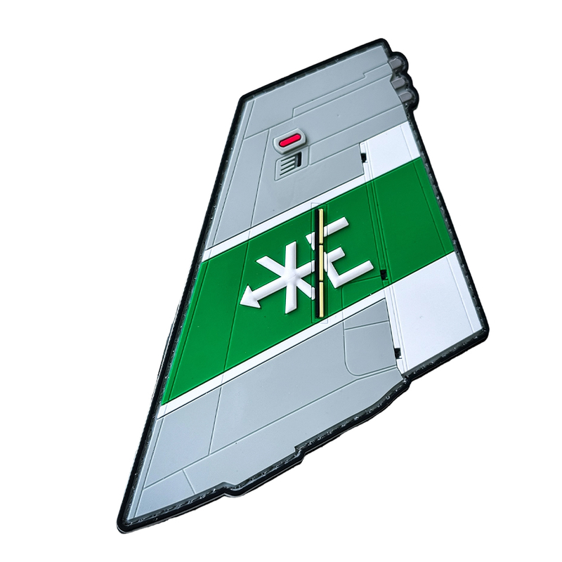 Custom Jet Tail PVC Patch Green Aircraft Wing Design 3D Soft Rubber Emblem Waterproof Durable Hook and Loop Badge