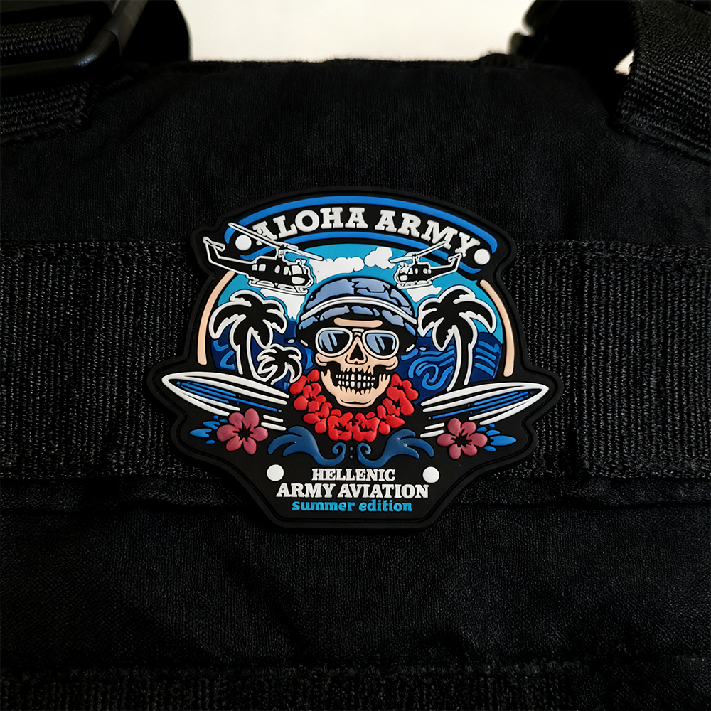 Personalized Greek Aviation PVC Rubber Patch 3D Embossed Soft Label Custom Design for Jackets Bags and Gear