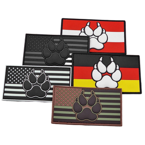 K9 Handler Dog Paw Flag PVC Patch Durable Rubber Emblem for Backpacks Jackets Hats and Outdoor Gear