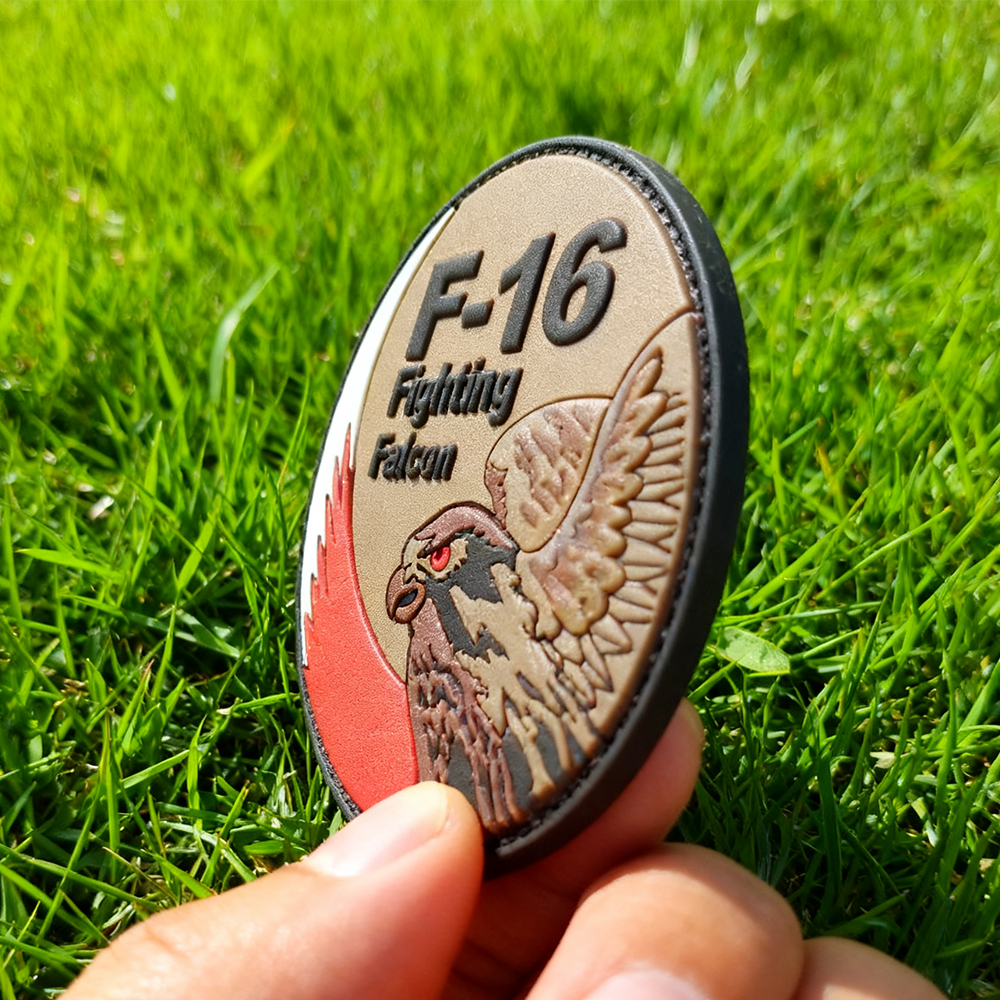 Custom Bahrain F-16 Falcon 3D PVC Patch | Soft Rubber Flight Squadron Emblem for Jackets & Bags
