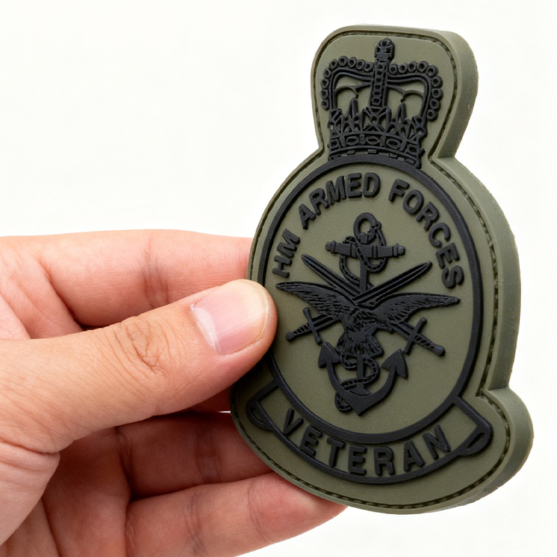 British Veterans PVC Emblem – Weatherproof Rubber Patch with Hook & Loop for Outdoor Packs and Apparel