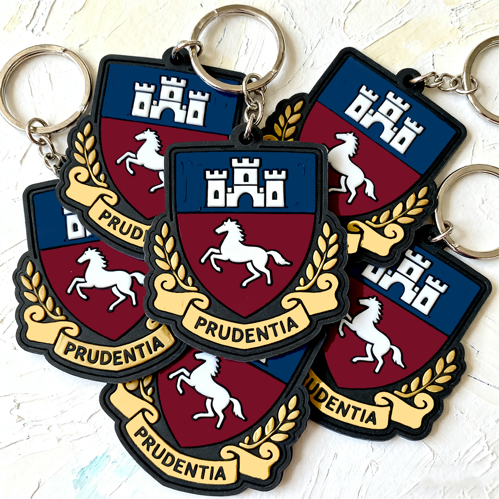 Wholesale Promotional Pvc Keychains Custom Designer Silicone University School Emblem Letter Key Chain Ring Rubber Keychain