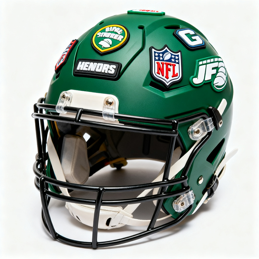 3D Soft PVC Bumper Factory Baseball Football Softball 3D Front Back Bumper PVC Decals Sticker PVC Logo Helmet