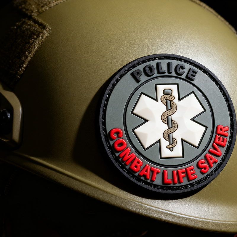 Custom Combat Life Saver PVC Patch 3D Rubber Medical Rescue Patch Hook Loop Logo Patch for Clothing and Outdoor Gear