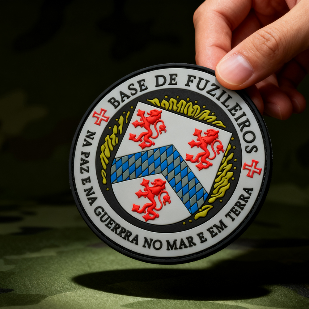 Custom Brazilian Marine Base Soft PVC Patch 3D Embossed Rubber Emblem with Hook and Loop Backing