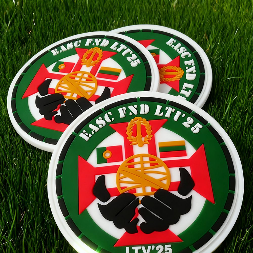 Custom EASC FND LTU25 Lithuania PVC Patch 3D Soft Rubber Badge with Hook and Loop Backing
