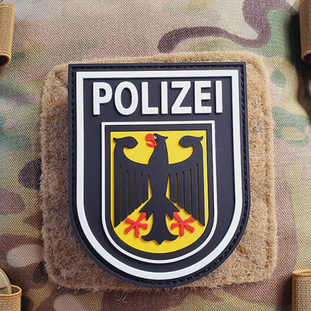 Custom Functional PVC Badge Patch Black 3D Rubber Patch with Eagle Logo Soft PVC Label for Jackets and Backpacks