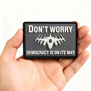 Custom Democracy 3D PVC Patch Soft Rubber Embossed Logo Badge with Hook Backing for Jackets Bags Caps Accessories