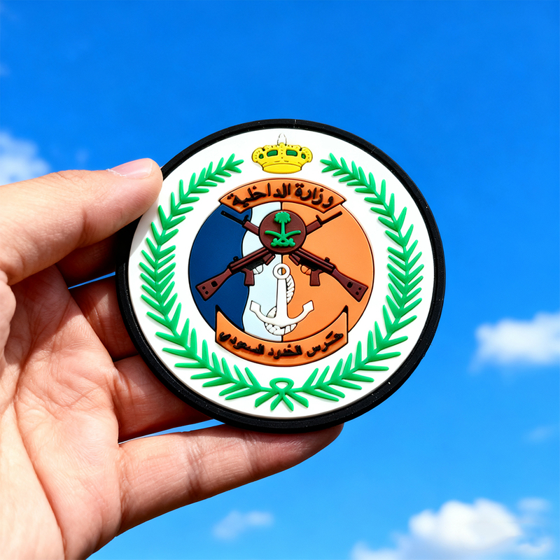 Custom Saudi Arabian Emblem 3D Embossed Soft PVC Rubber Patch Logo Badges for Hats and Clothing
