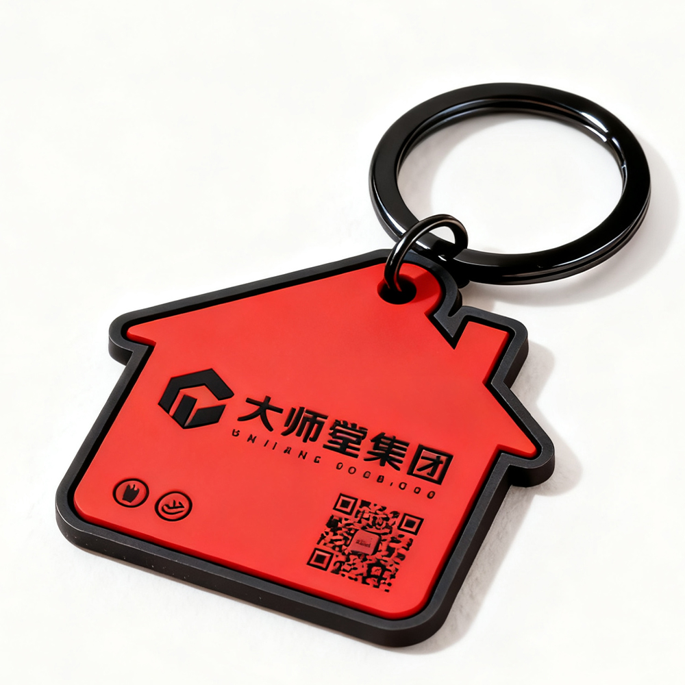 Customizable Soft Rubber PVC Real Estate Souvenir Keychain Personalized Logo Promotional Keychain & Carabiner for Business Gifts