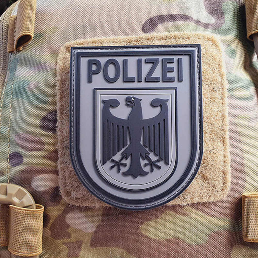 Custom German Federal Directorate Berlin Style 3D PVC Rubber Patch Soft Embossed Badge with Hook and Loop Backing