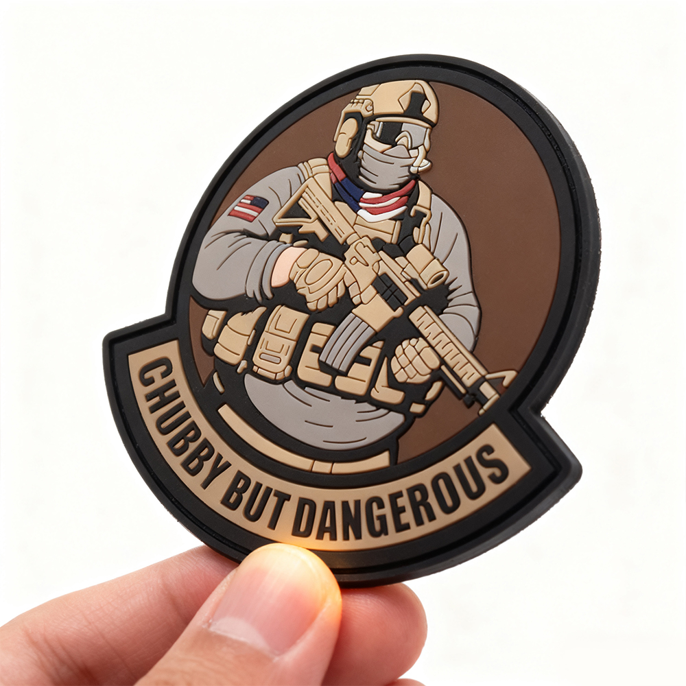 Funny “Chubby But Dangerous” PVC Patch Custom Soft Rubber Badge with Hook & Loop Backing for Jackets Bags Hats