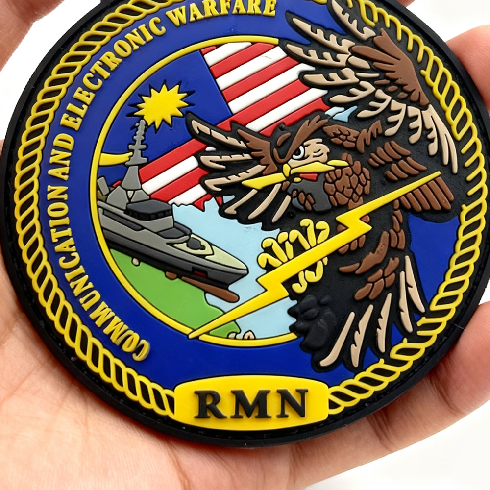 Custom Malaysia Communication and Electronic Warfare PVC Patch – 3D Rubber Emblem with Hook and Loop Backing