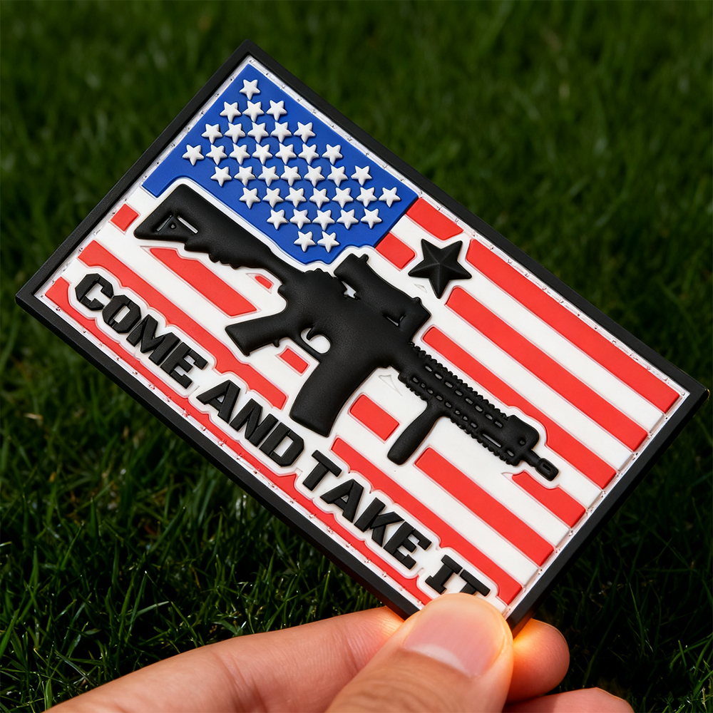 Come & Take It US Flag PVC Patch | Custom Rubber Morale Patch Manufacturer for Tactical Backpacks, Outdoor Gear & Everyday Carry