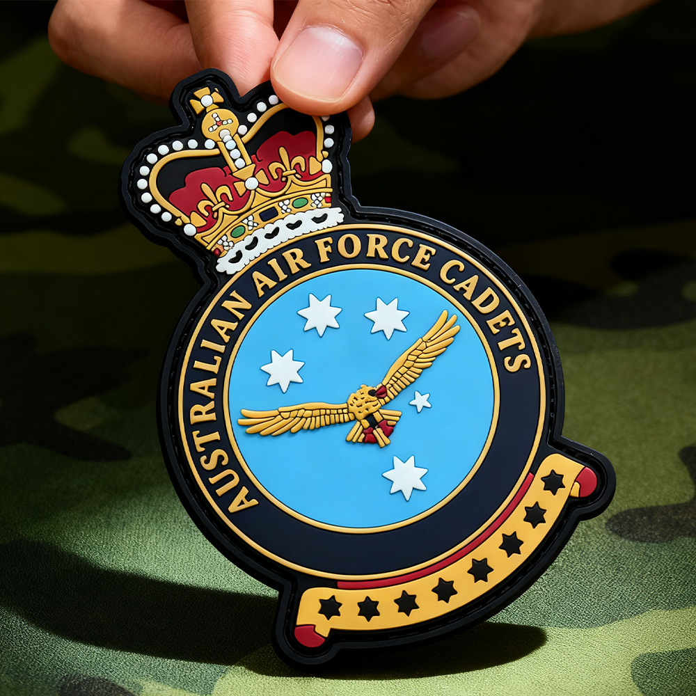 Custom Australian Cadets PVC Patch 3D Soft Rubber Emblem with Hook and Loop Backing for Jackets and Bags