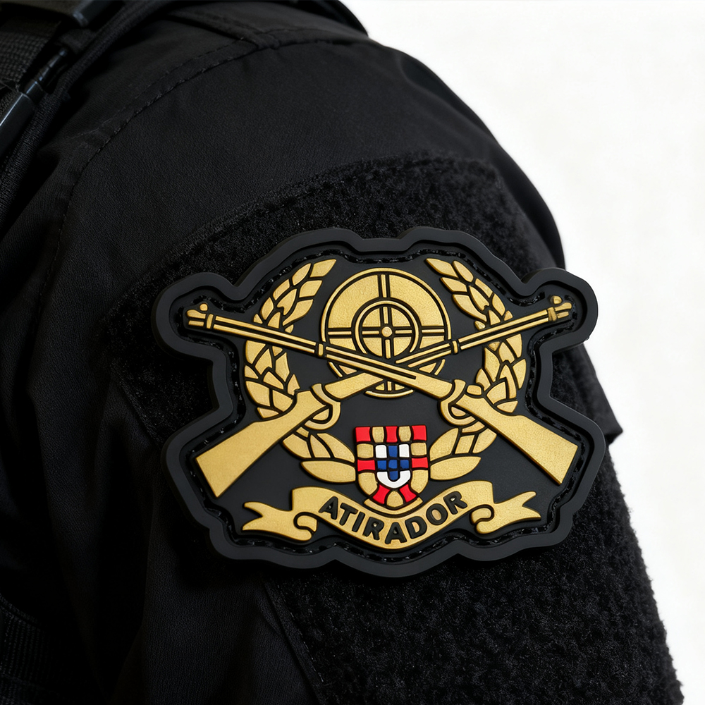 Custom Brazilian Infantry Sniper Patch 3D Soft PVC Rubber Emblem with Hook and Loop for Jackets and Backpacks