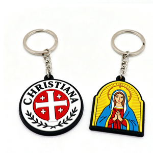2025 Low Moq Custom 2D Rubber Christian logo Custom Charms Souvenirs Gift Keychain Ring Cartoon Accessories for Keychains