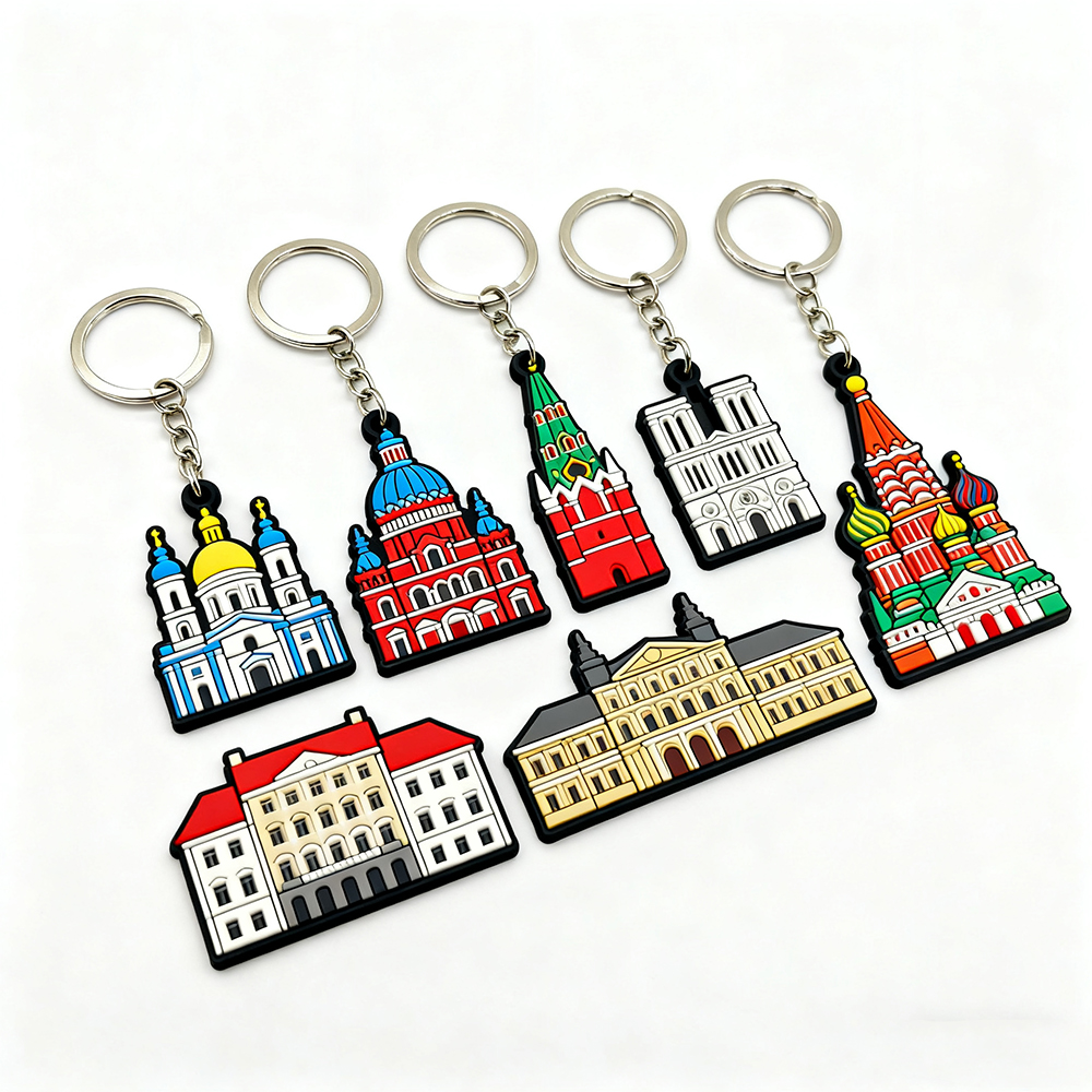 2D Pvc Rubber European One Piece Creative British Red Bus Big Ben Pendant Keychain London Phone Box Souvenir Keychains Rings