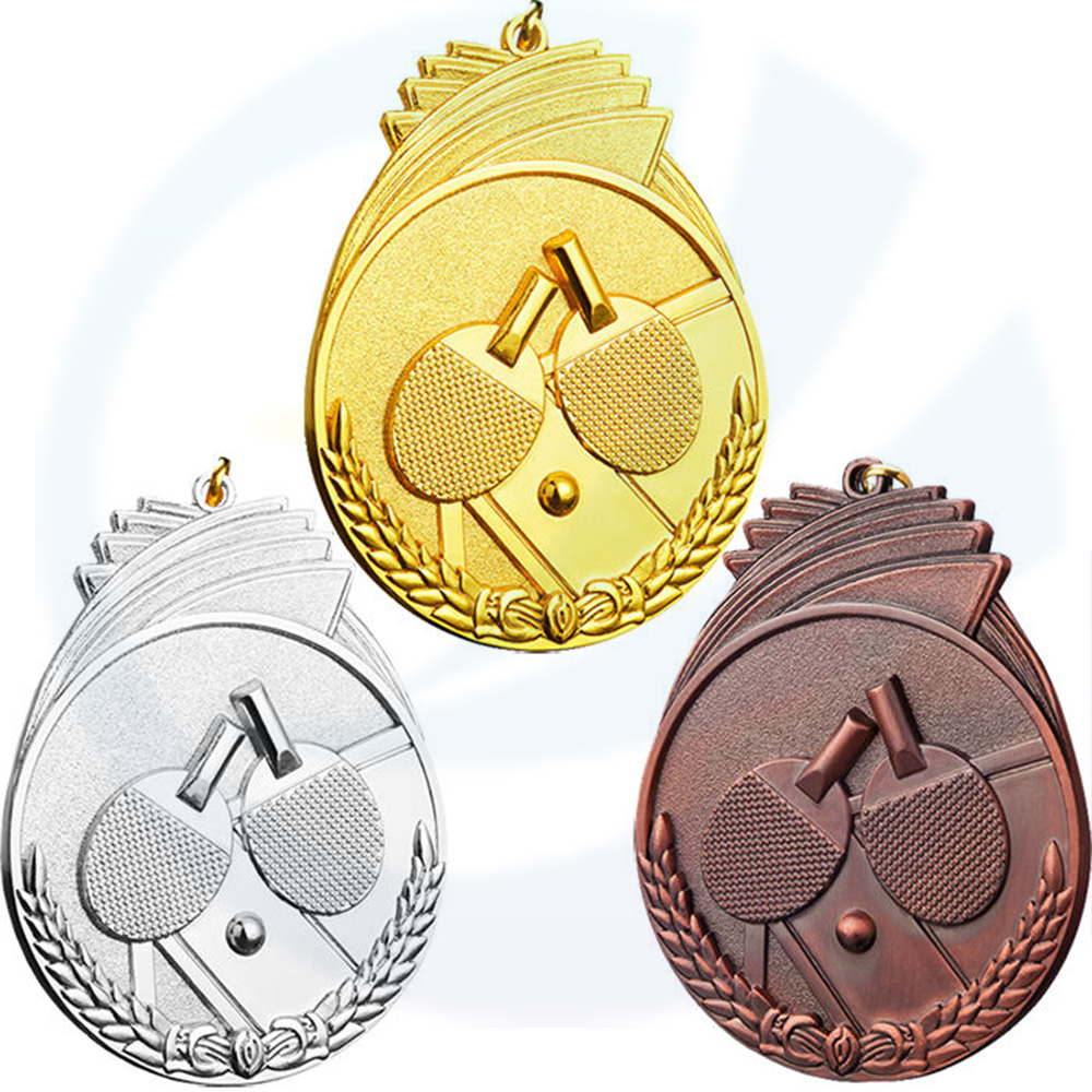 Metal Free Custom Zinc Alloy 3D Award Gold Sliver Copper Table Tennis Medals For Trophies Sport Race