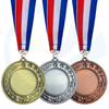 Manufacturer custom design logo zinc alloy metal insert sublimation blank medal with ribbon
