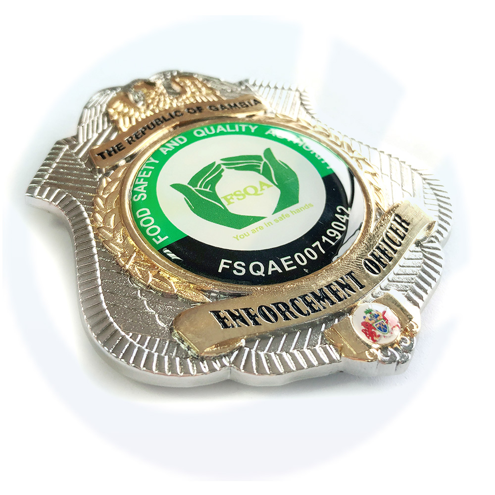 Nigeria Police Badge GAMBIA OFFICER Metal Medal Sticker With Glass Metal Pin Badge