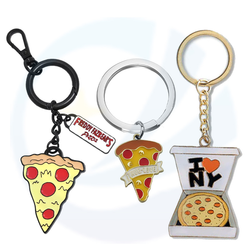 Cute Cake True Love Pizza Food Enamel Keychains 