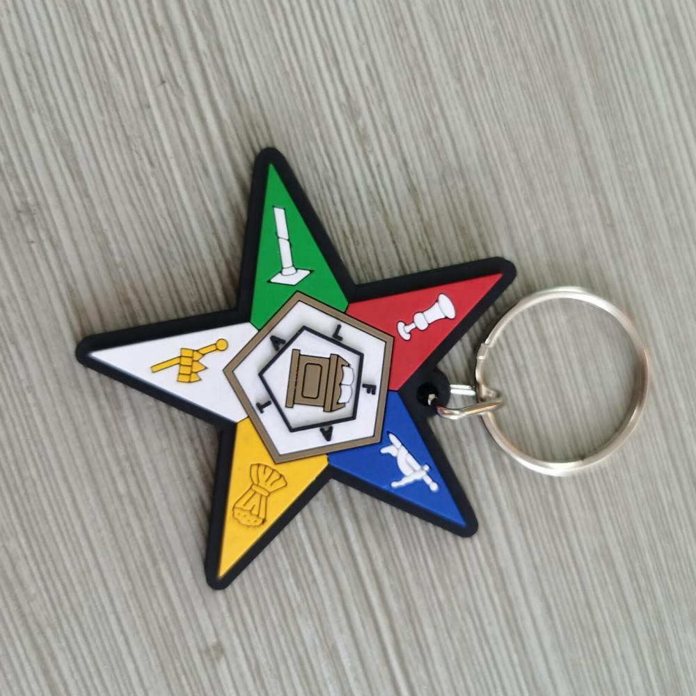 OES Star Greek Letters PVC Keychain White Sorority Fraternity Gifts Rubber Key Chain