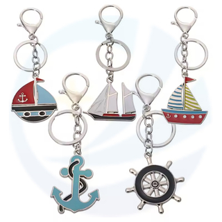 Sailboat Anchor Rudder Keychain 