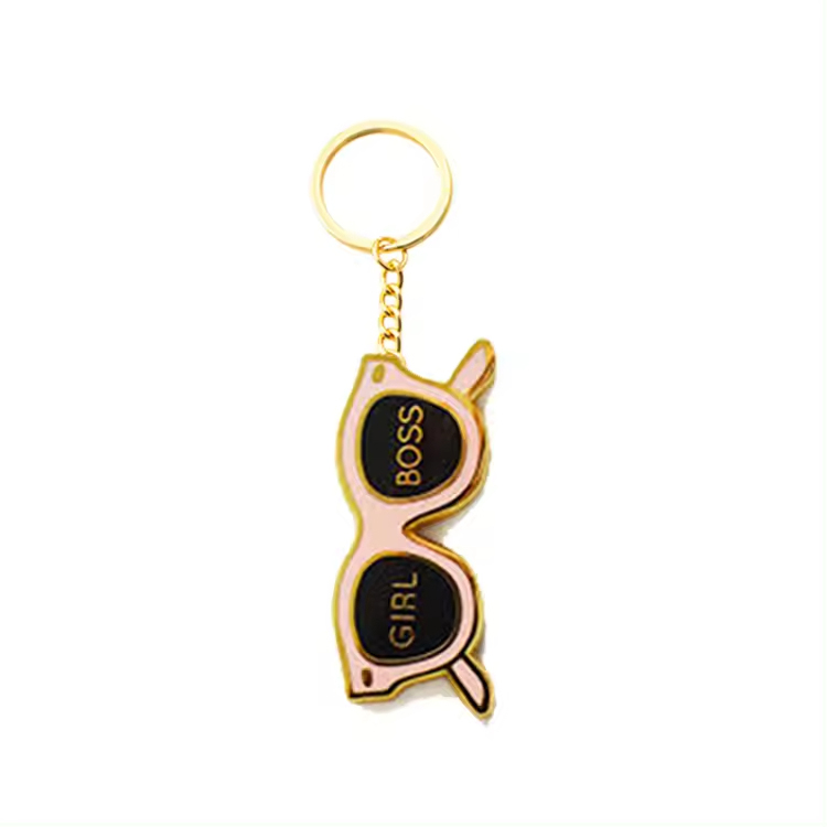 Custom Logo Girl Boss Pink Sunglasses Glasses Keychains Eyeglass Key Chain