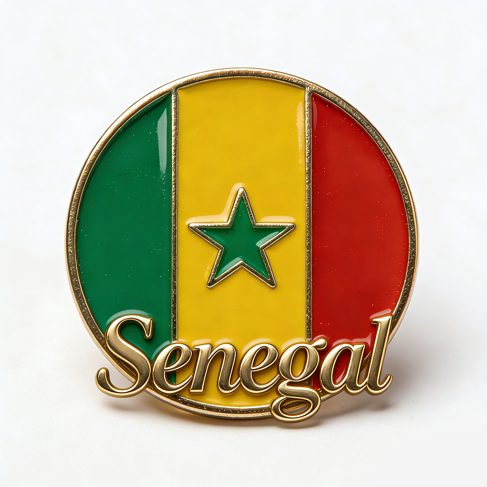 Custom High Quality Metal Enamel Senegal Pin Badge Magnet Souvenir Senegal Senegalese Map Flag National Emblem Brooches Badges Lapel Pins