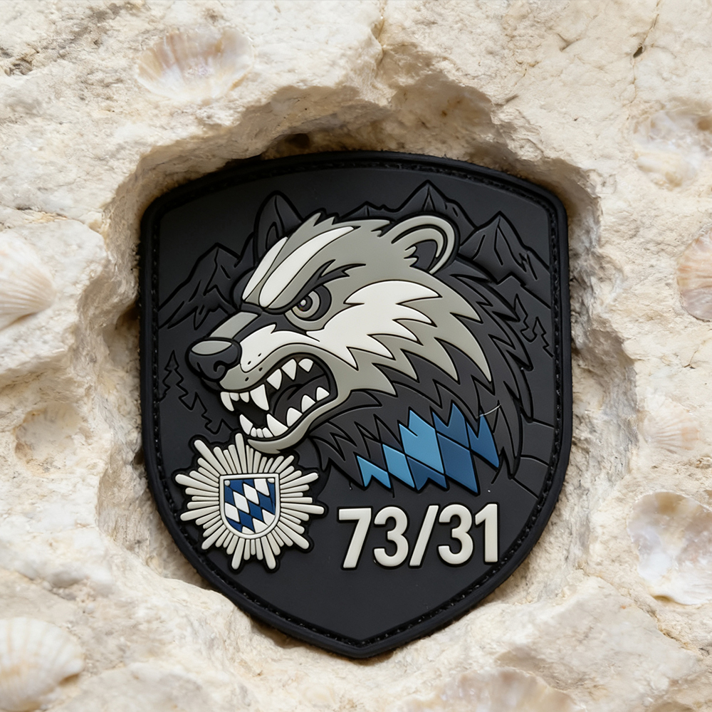 Bavaria Germany Region PVC Patch Custom Fierce Beast Emblem with Mountain Background and Blue White Pattern