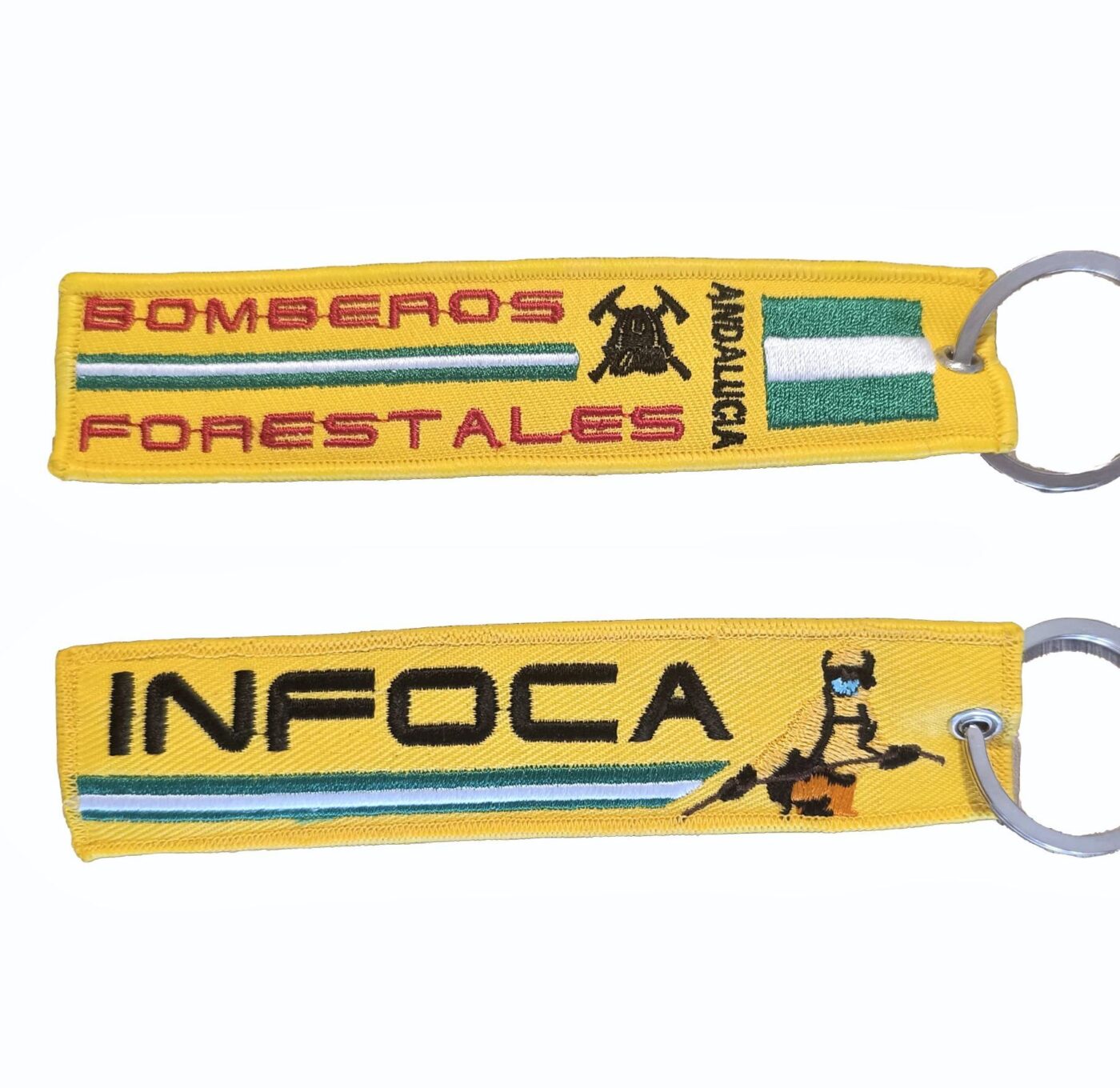 High Quality Spain Police Embroidery Key Tag Custom Fabric Keychain Wholesale OEM