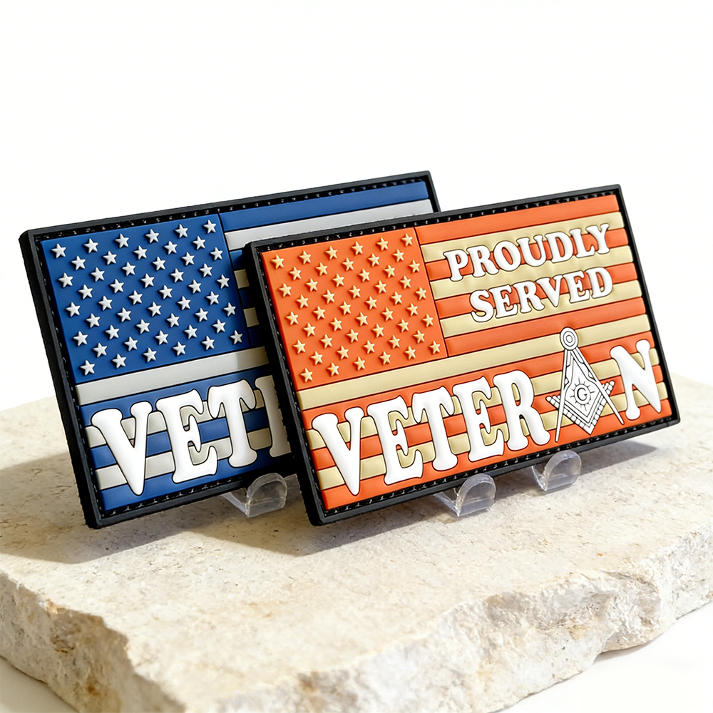 Patriotic Masonic Veteran PVC Patch Custom Morale Patch Soft Rubber Emblem for Hats Bags Jackets