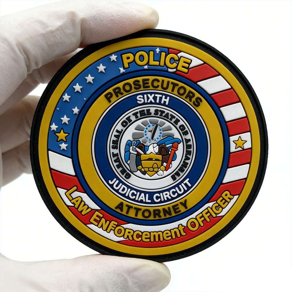 United States Circular PVC Patch Custom Law Theme Emblem Durable Soft Rubber Patch for Jackets Bags Collectibles