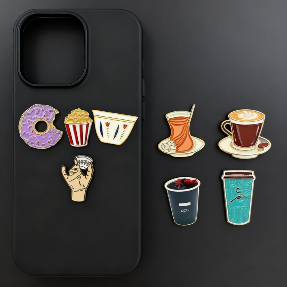 Custom Phone Sticker Metal Badges MATCHA Metal Lapel Pin for Mobile Phone