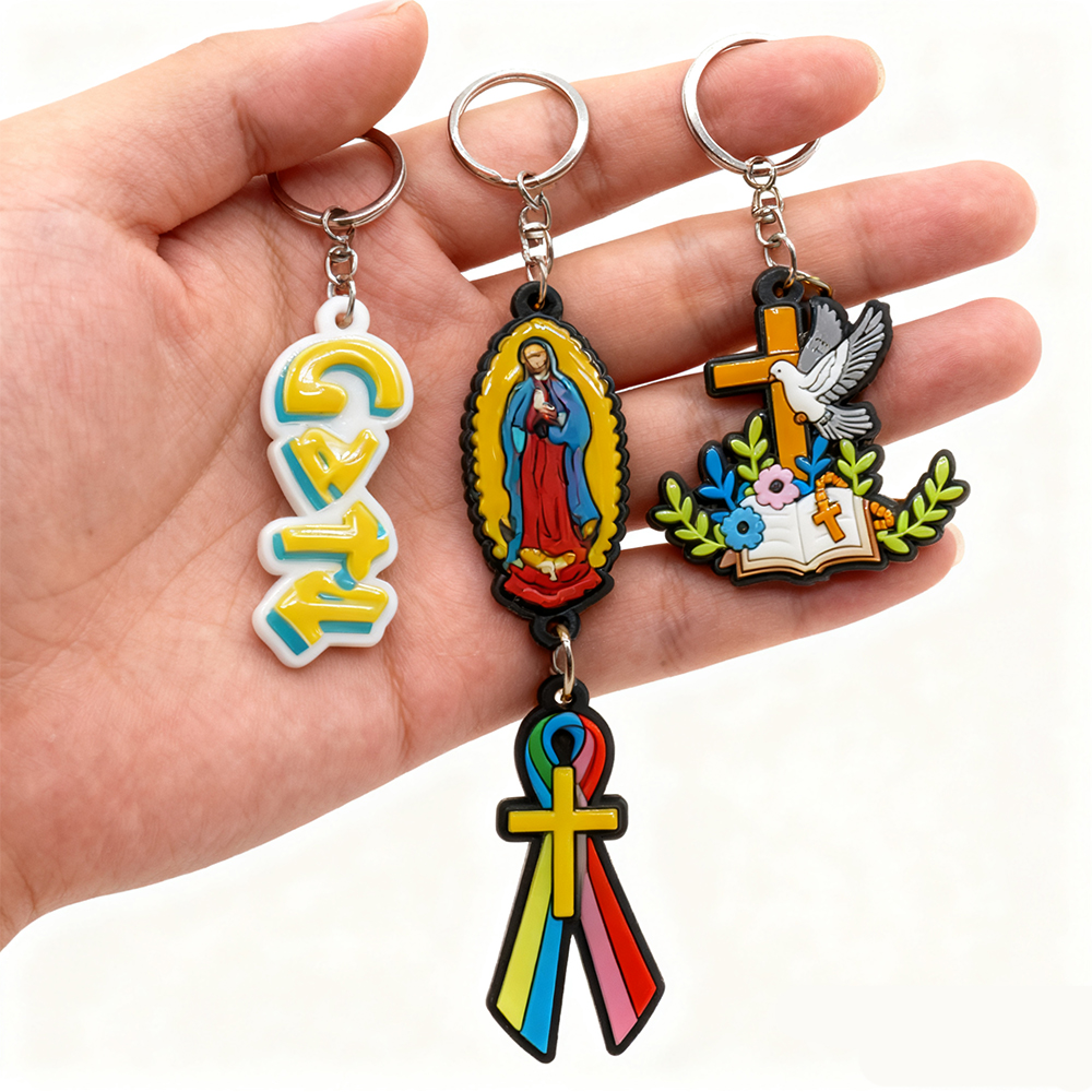 2025 One Piece 2D Rubber Christian logo Custom Charms Souvenirs Gift Keychain Ring Cartoon Accessories for Keychains